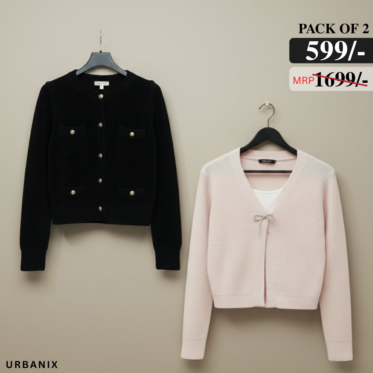 Combo Cardigans Pack of 2 - Double Warmth, One Price | Stylish & Cozy |C-09