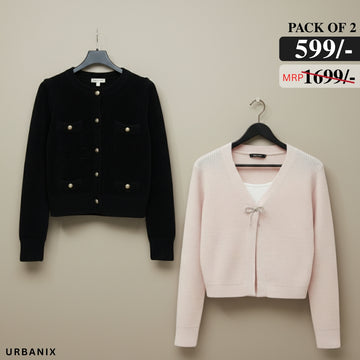 Combo Cardigans Pack of 2 - Double Warmth, One Price | Stylish & Cozy |C-09