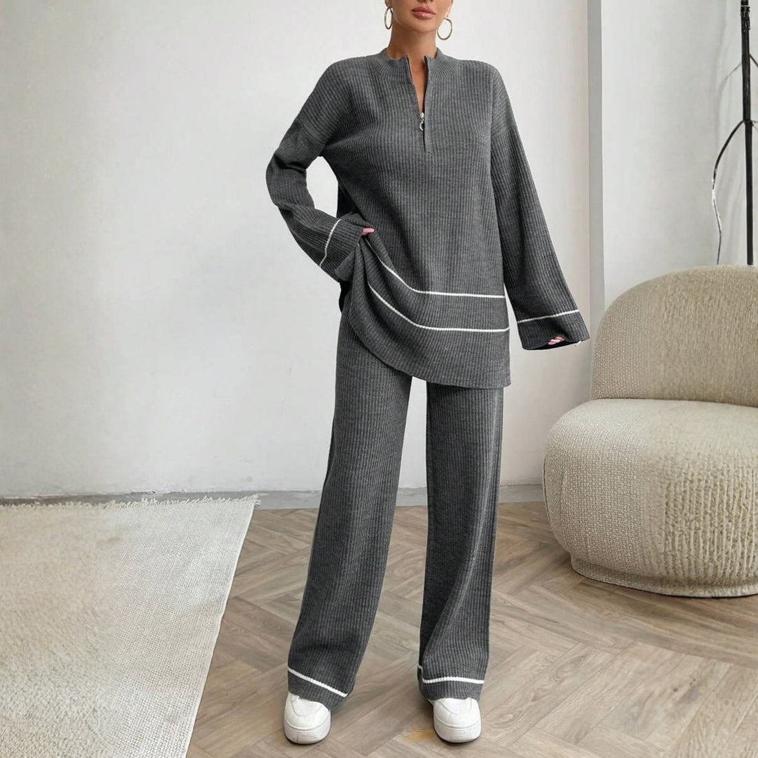 Winter Co-ord Sets for Women : Cozy Chic | Dark-Grey | WCS-06