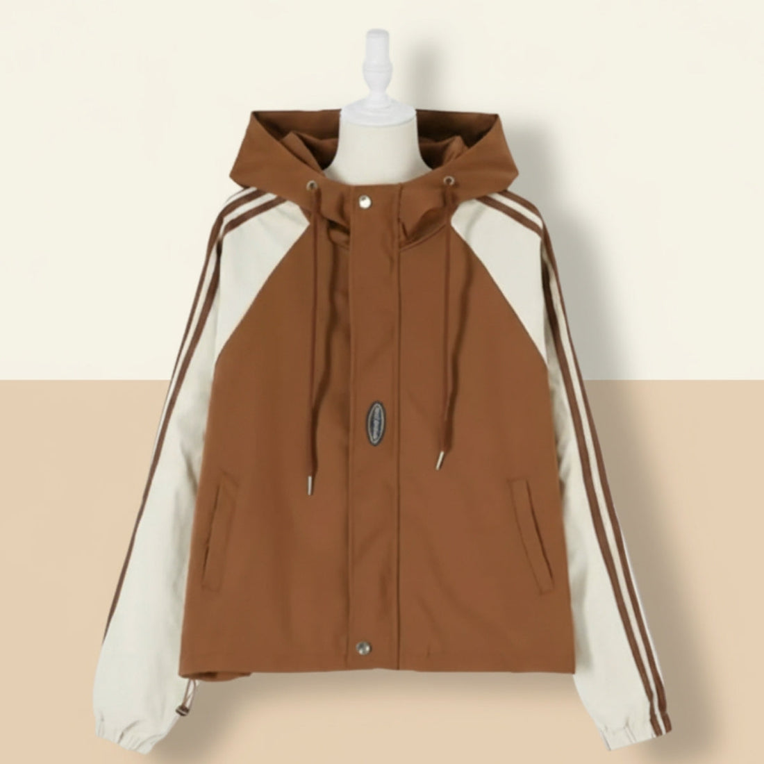 Luxe Zipper Jackets Collection | White-Brown |  ZJ-07