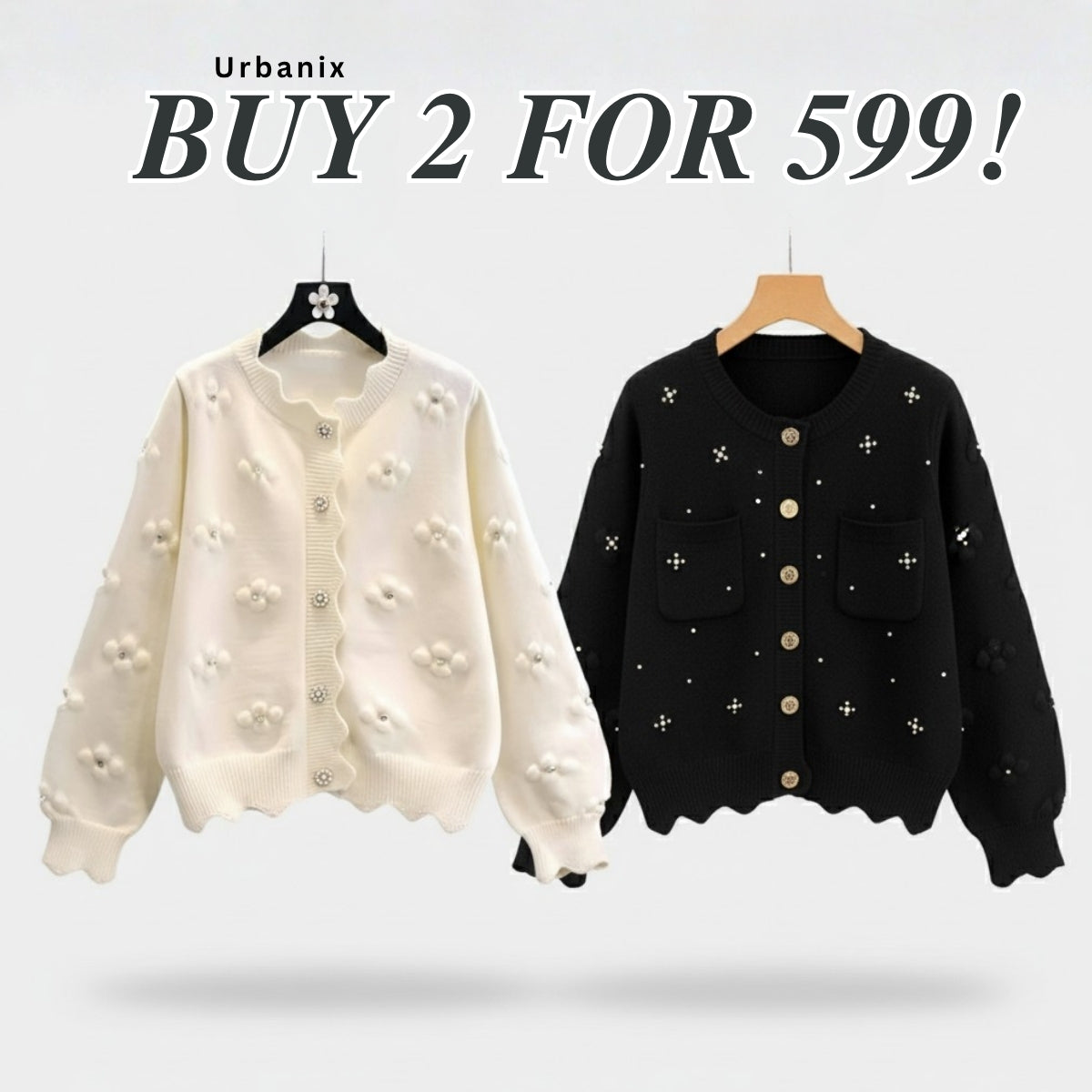 Pack of 2 | Double Cozy Winter Cardigan Set - Light & Warm | WC-16