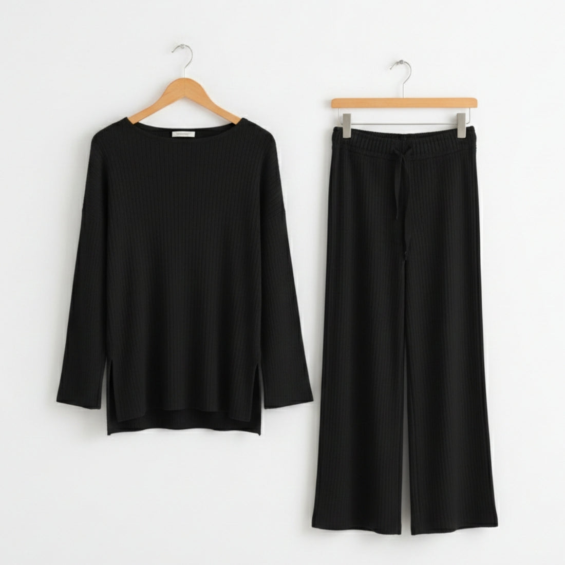 Cozy-Chic Winter Crop Co-ord Sets for Women | Black | CSS-49