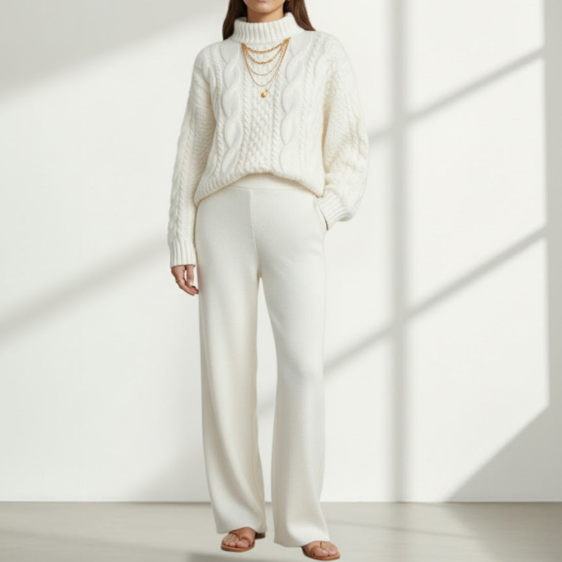 Cozy-Chic Winter Co-ord Sets for Women | White | CSS-31