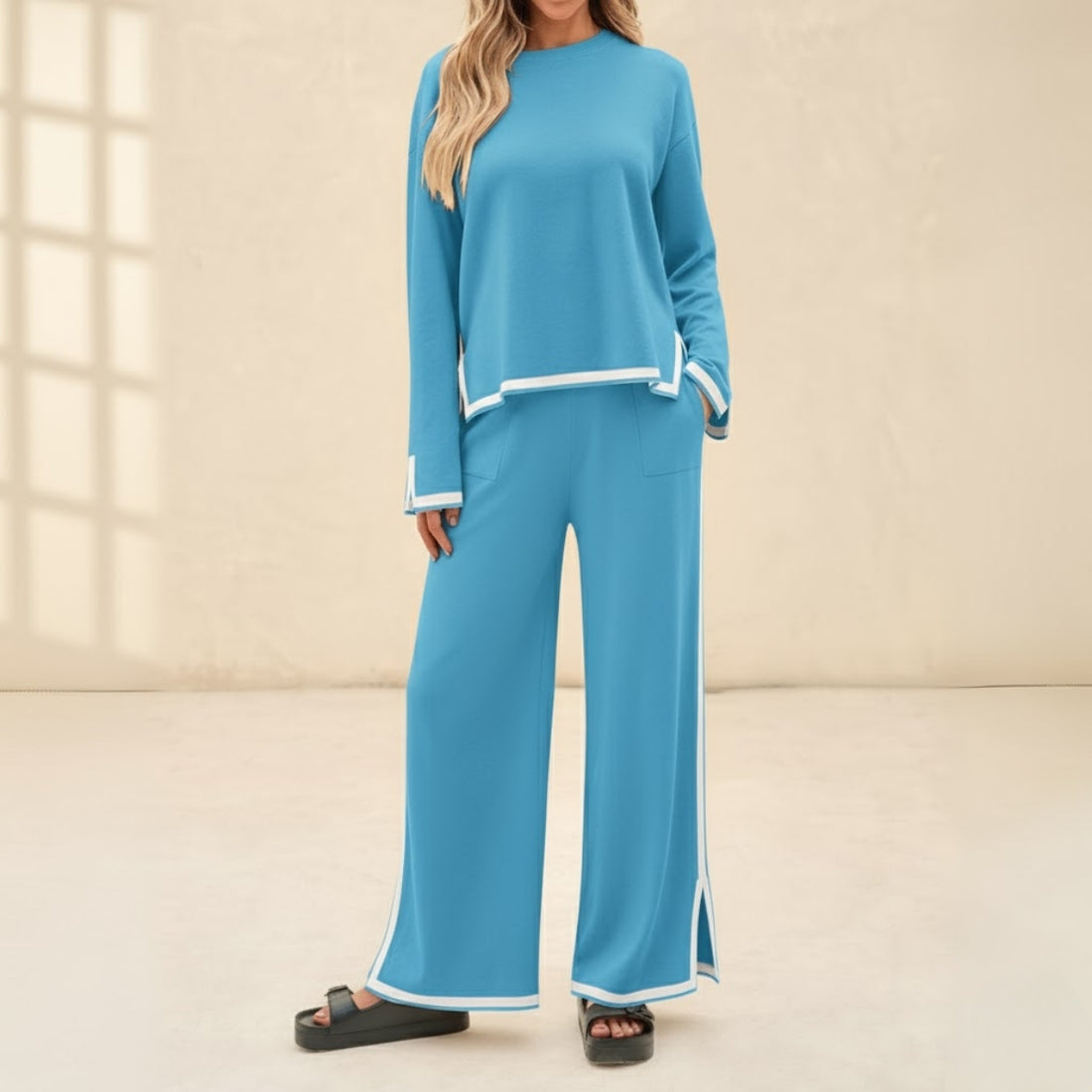 Cozy-Chic Winter Co-ord Sets for Women | SKY-BLUE | CSS-32