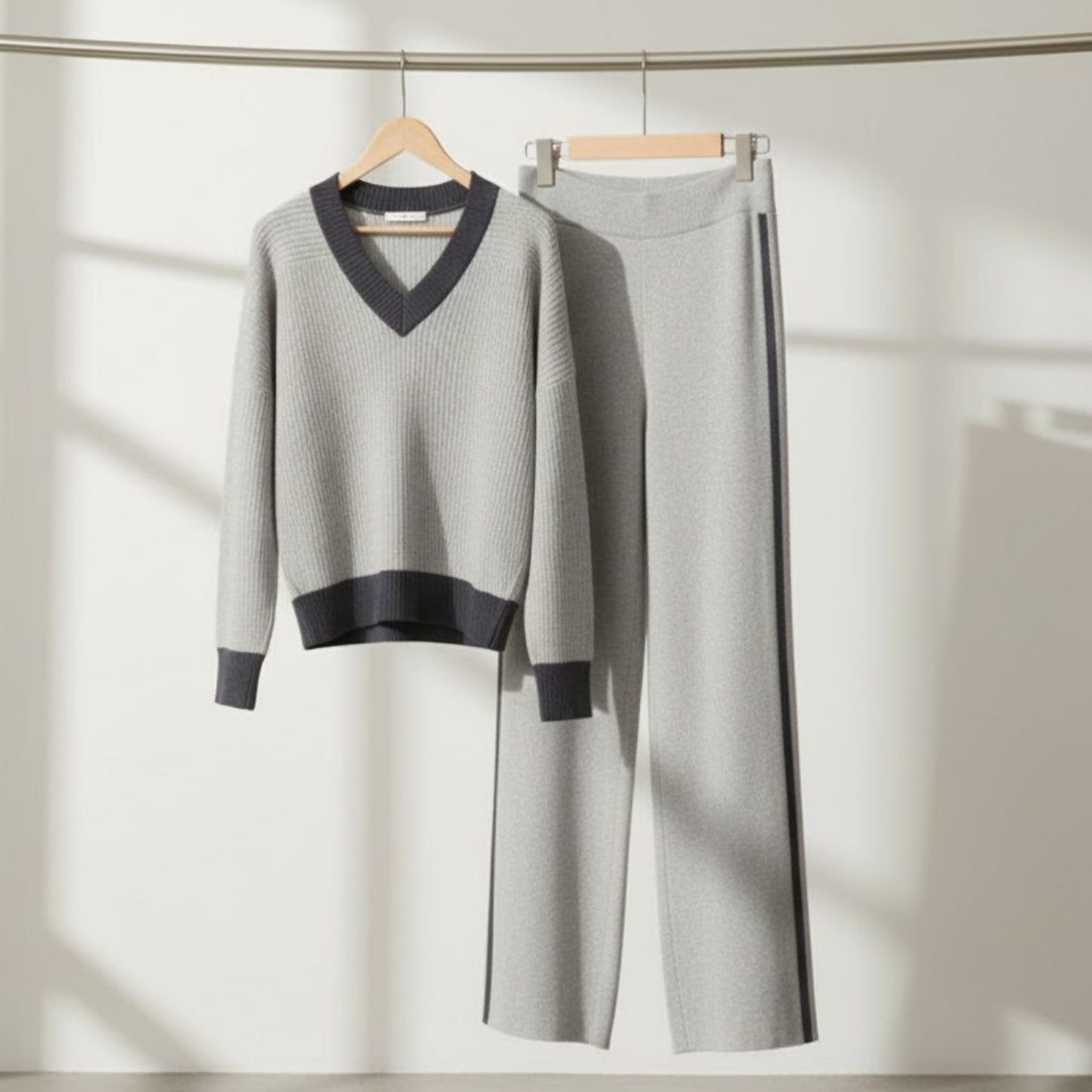 Cozy-Chic Winter Crop Co-ord Sets for Women | Grey | CSS-38