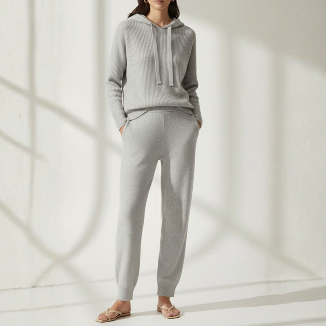 Cozy-Chic Winter Crop Co-ord Sets for Women | Grey | CSS-41