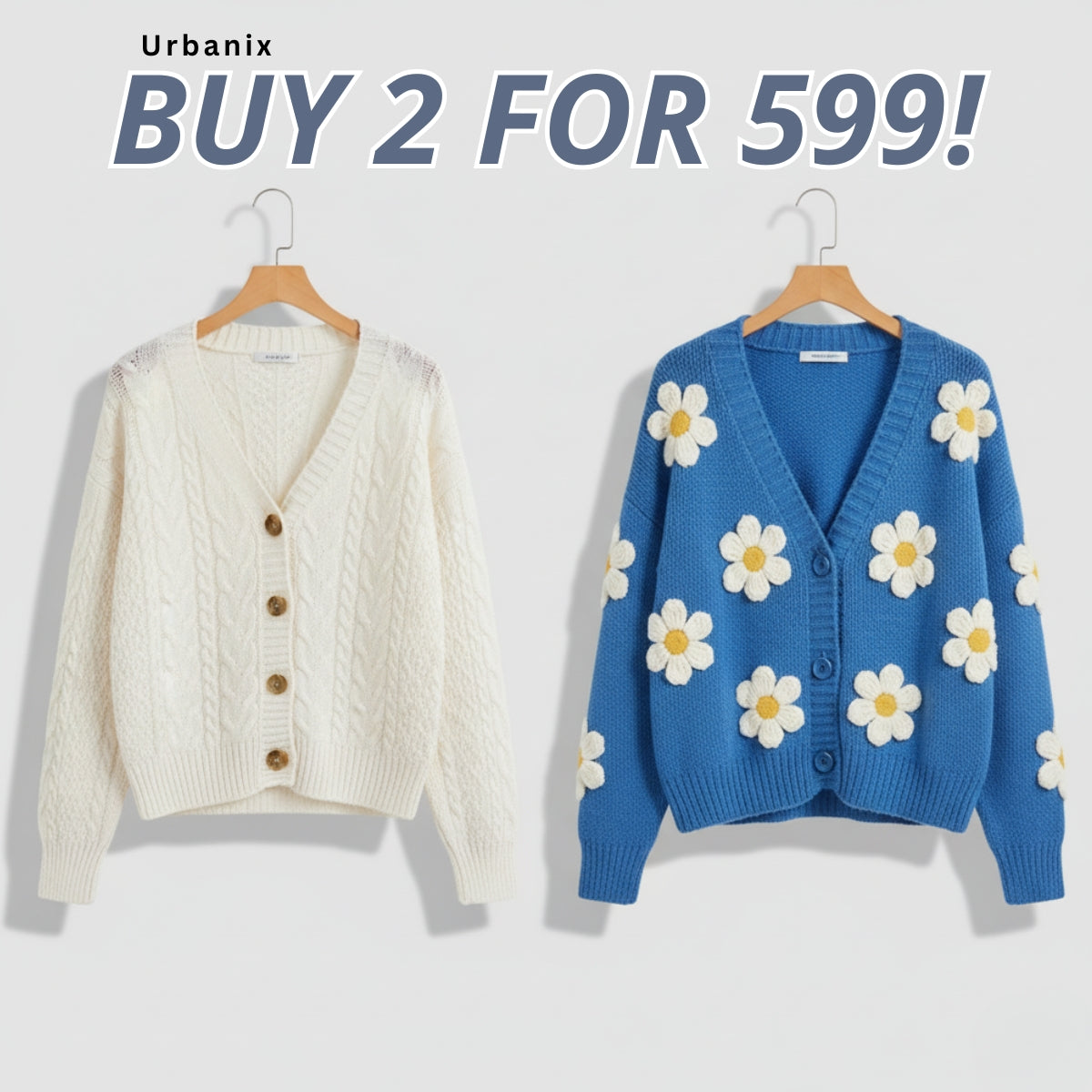 Pack of 2 | Double Cozy Winter Cardigan Set - Light & Warm | WC-19